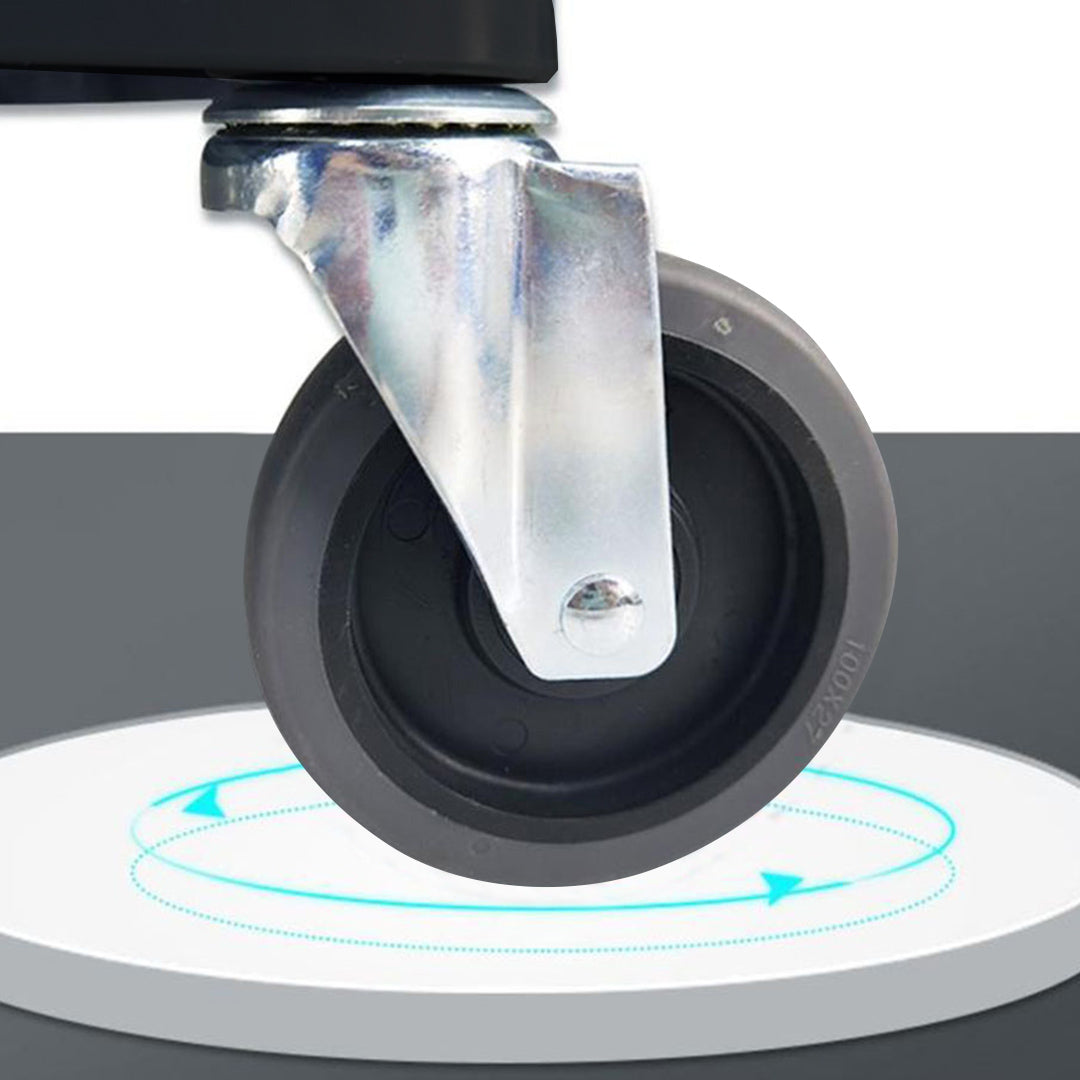 SOGA 2 Tier Food Trolley Portable Kitchen Cart Multifunctional Big Utility Service with wheels 845x430x940mm Black - Cafe Supply