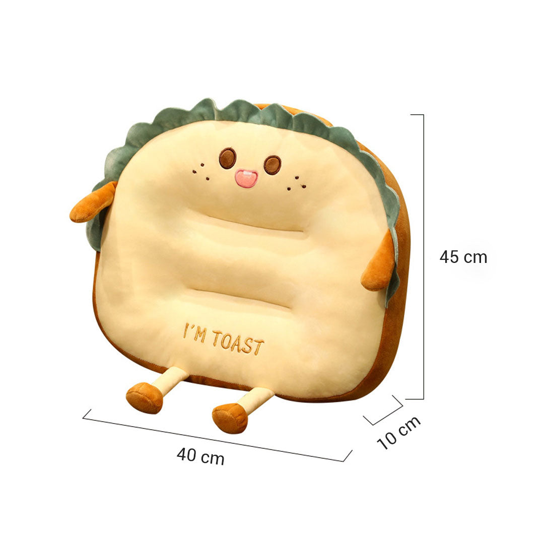 SOGA Cute Face Toast Bread Cushion Stuffed Car Seat Plush Cartoon Back Support Pillow Home Decor - Cafe Supply