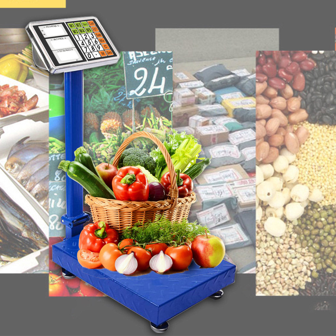 SOGA 2X 300kg Electronic Digital Platform Scale Computing Shop Postal Weight Blue - Cafe Supply