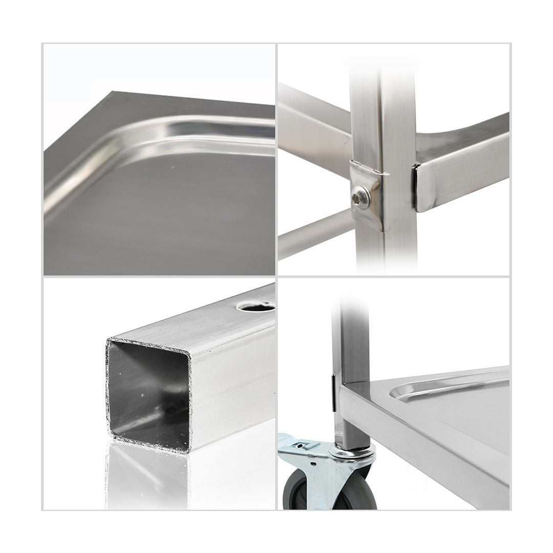 SOGA 2X 4 Tier 950x500x1220 Stainless Steel Kitchen Dining Food Cart Trolley Utility - Cafe Supply