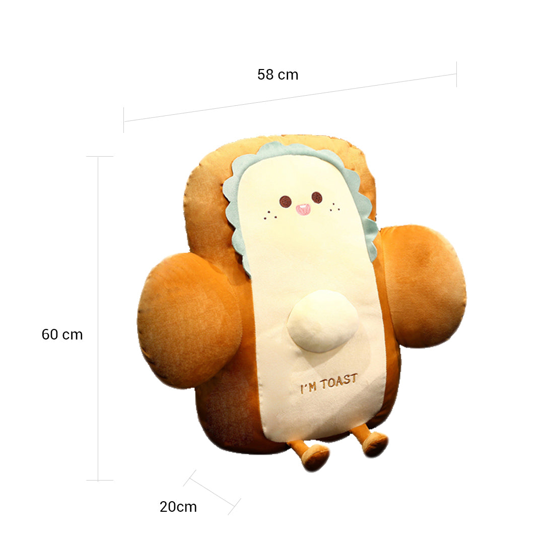 SOGA 2X 58cm Smiley Face Toast Bread Cushion Stuffed Car Seat Plush Cartoon Back Support Pillow Home Decor - Cafe Supply