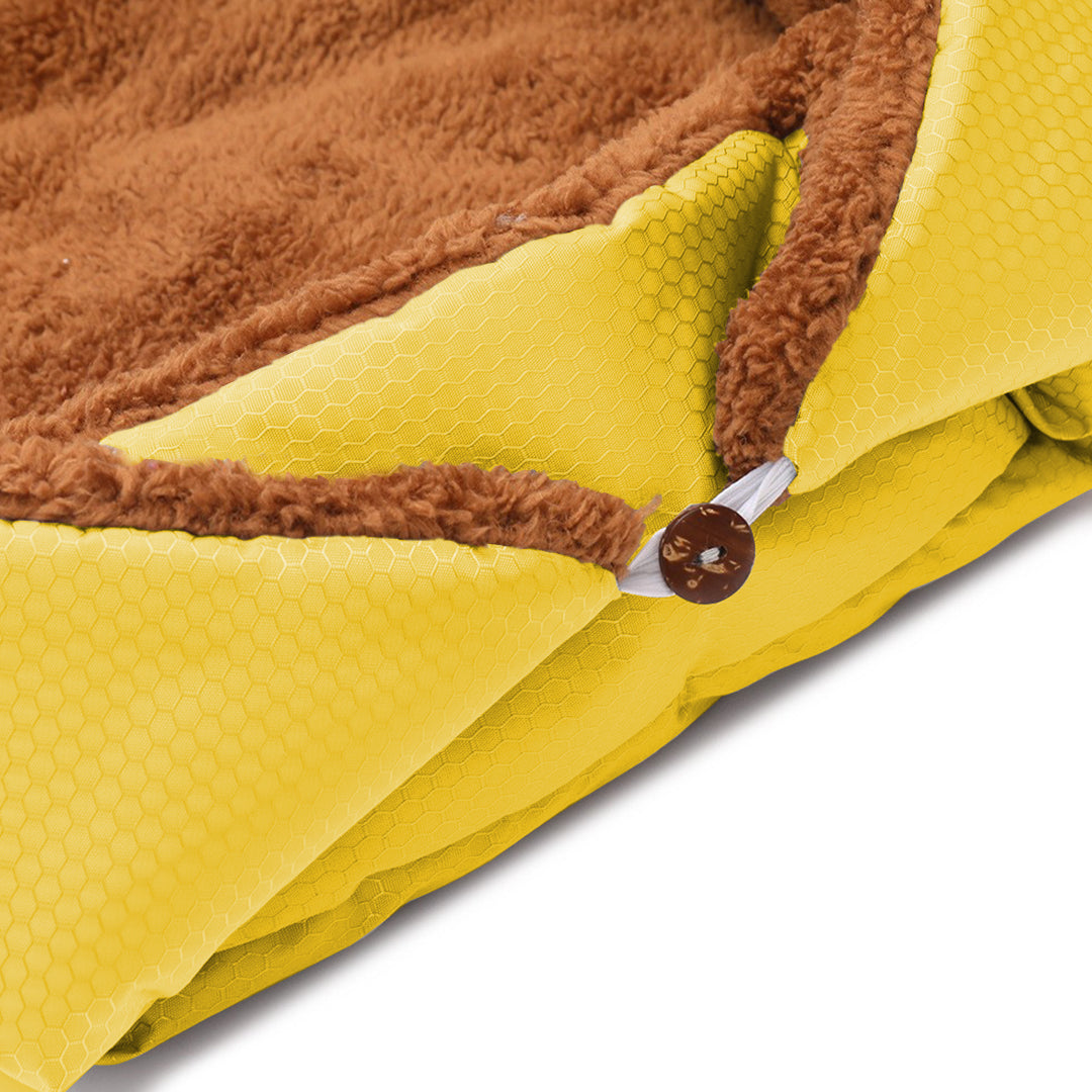 SOGA 2X Yellow Dual-purpose Cushion Nest Cat Dog Bed Warm Plush Kennel Mat Pet Home Travel Essentials - Cafe Supply