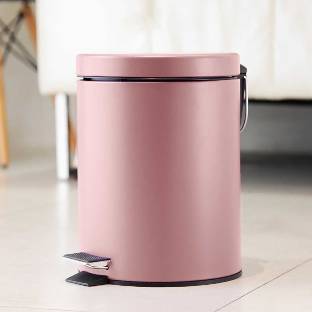 SOGA 2X 12L Foot Pedal Stainless Steel Rubbish Recycling Garbage Waste Trash Bin Round Pink - Cafe Supply
