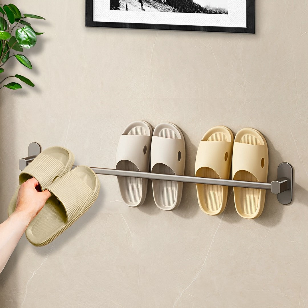 SOGA 2X 69cm Wall-Mounted Slipper Organiser Adhesive Storage Space-Saving Wall Rack - Cafe Supply