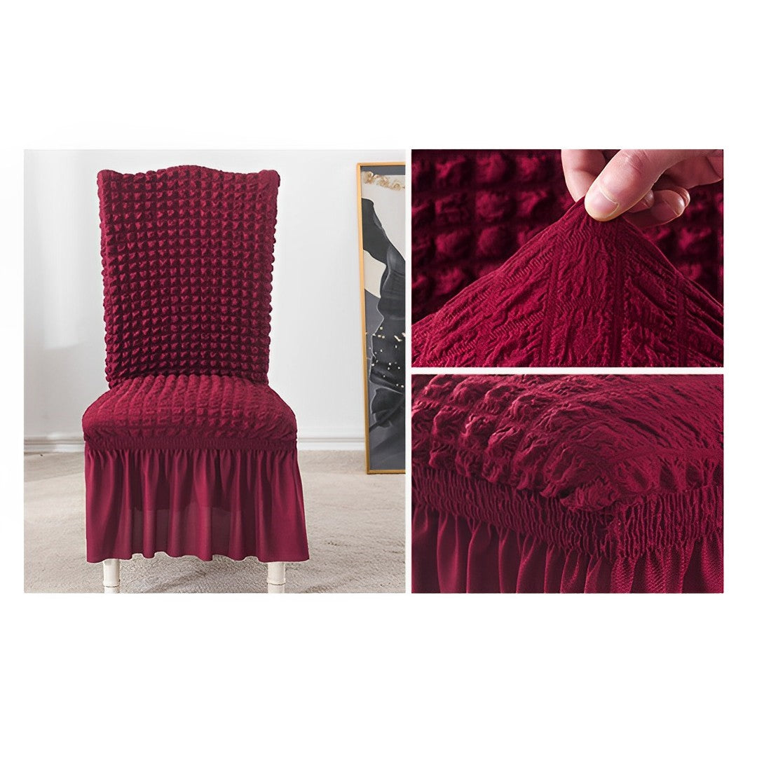SOGA Burgundy Chair Cover Seat Protector with Ruffle Skirt Stretch Slipcover Wedding Party Home Decor - Cafe Supply