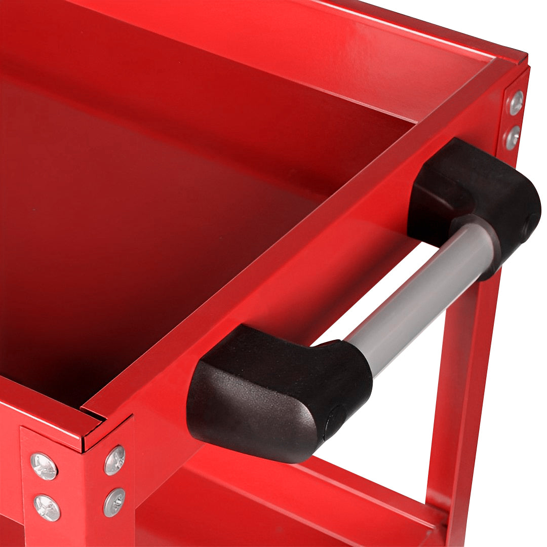 SOGA 2X 2 Tier Tool Storage Cart Portable Service Utility Heavy Duty Mobile Trolley Red - Cafe Supply