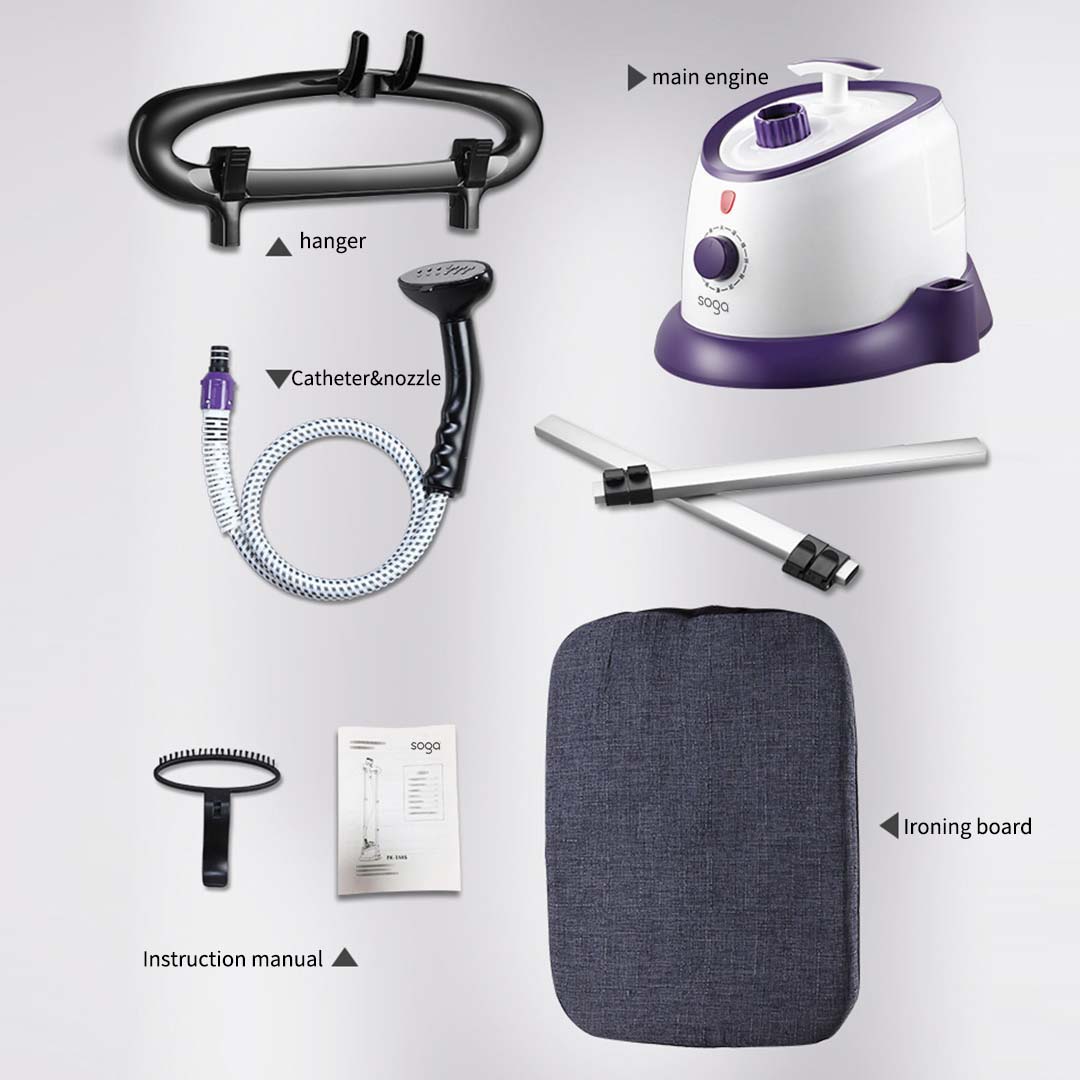 SOGA 2X Garment Steamer Vertical Twin Pole Clothes 1700ml 1800w Professional Steaming Kit Purple - Cafe Supply
