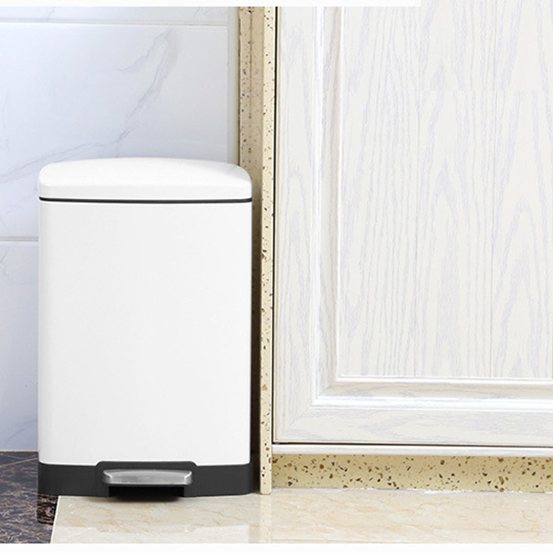 SOGA 2X Foot Pedal Stainless Steel Rubbish Recycling Garbage Waste Trash Bin Rectangular Shape 12L White - Cafe Supply
