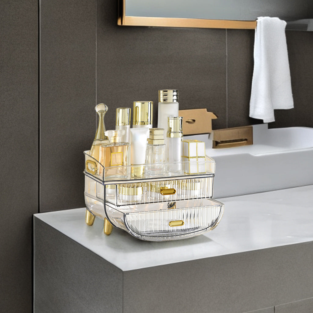 SOGA 2X 3 Tier Transparent Multifunctional Countertop Cosmetic Storage Makeup Skincare Holder Jewelry Cabinet Bathroom Desk Drawer Vanity Organiser - Cafe Supply