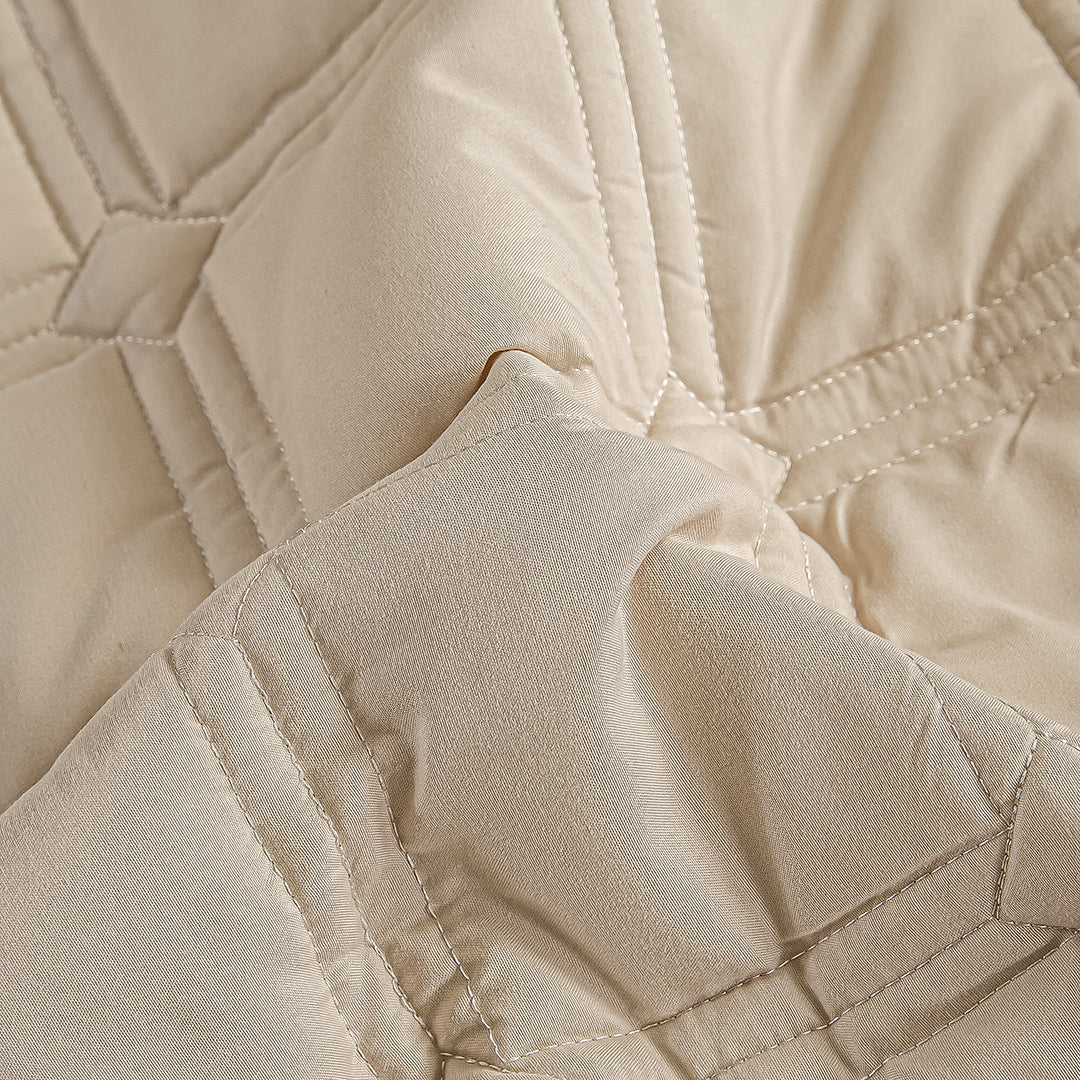 SOGA Beige 153cm Wide Mattress Cover Thick Quilted Stretchable Bed Spread Sheet Protector with Pillow Covers - Cafe Supply