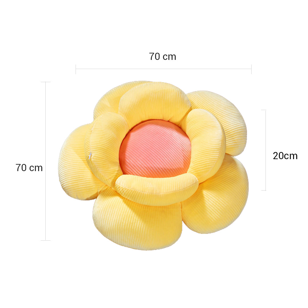 SOGA Yellow Double Flower Shape Cushion Soft Bedside Floor Plush Pillow Home Decor - Cafe Supply