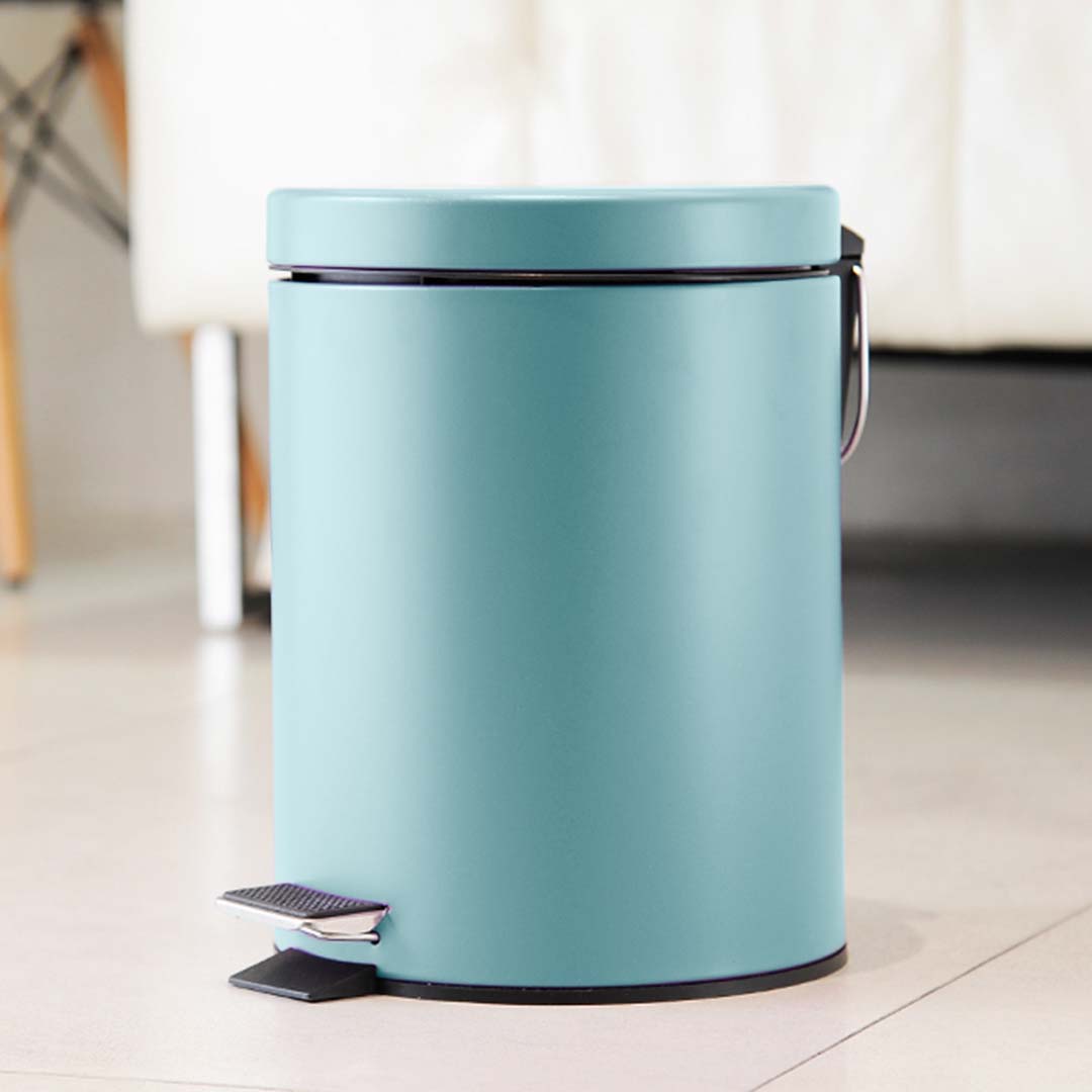 SOGA 4X 7L Foot Pedal Stainless Steel Rubbish Recycling Garbage Waste Trash Bin Round Blue - Cafe Supply