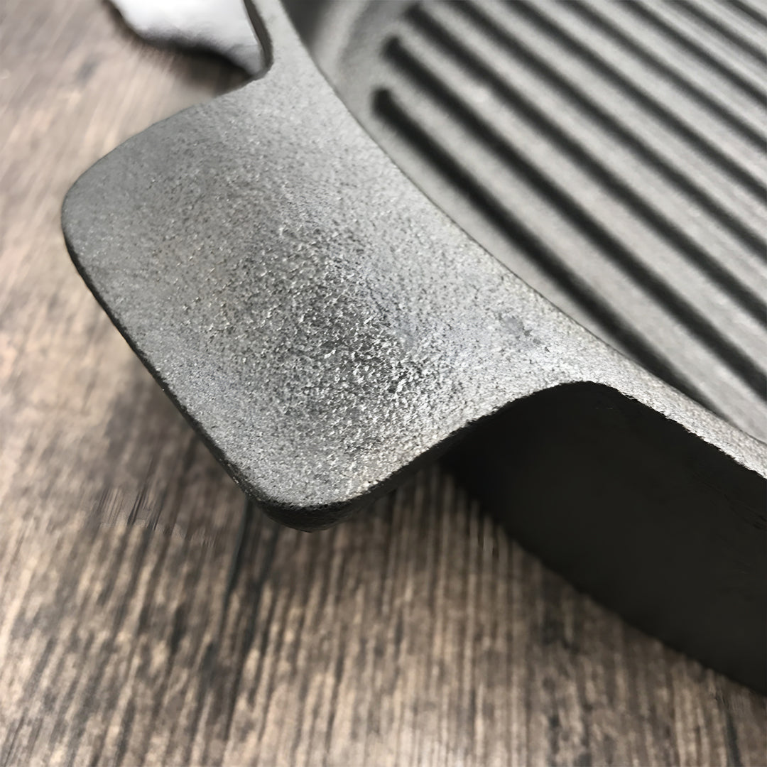 SOGA 26cm Round Ribbed Cast Iron Frying Pan Skillet Steak Sizzle Platter with Handle - Cafe Supply