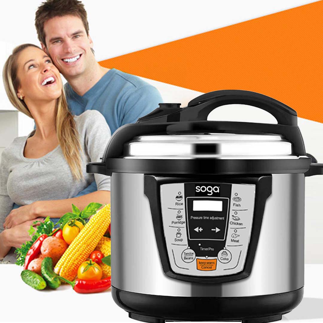 SOGA 2X Electric Stainless Steel Pressure Cooker 10L 1600W Multicooker 16 - Cafe Supply