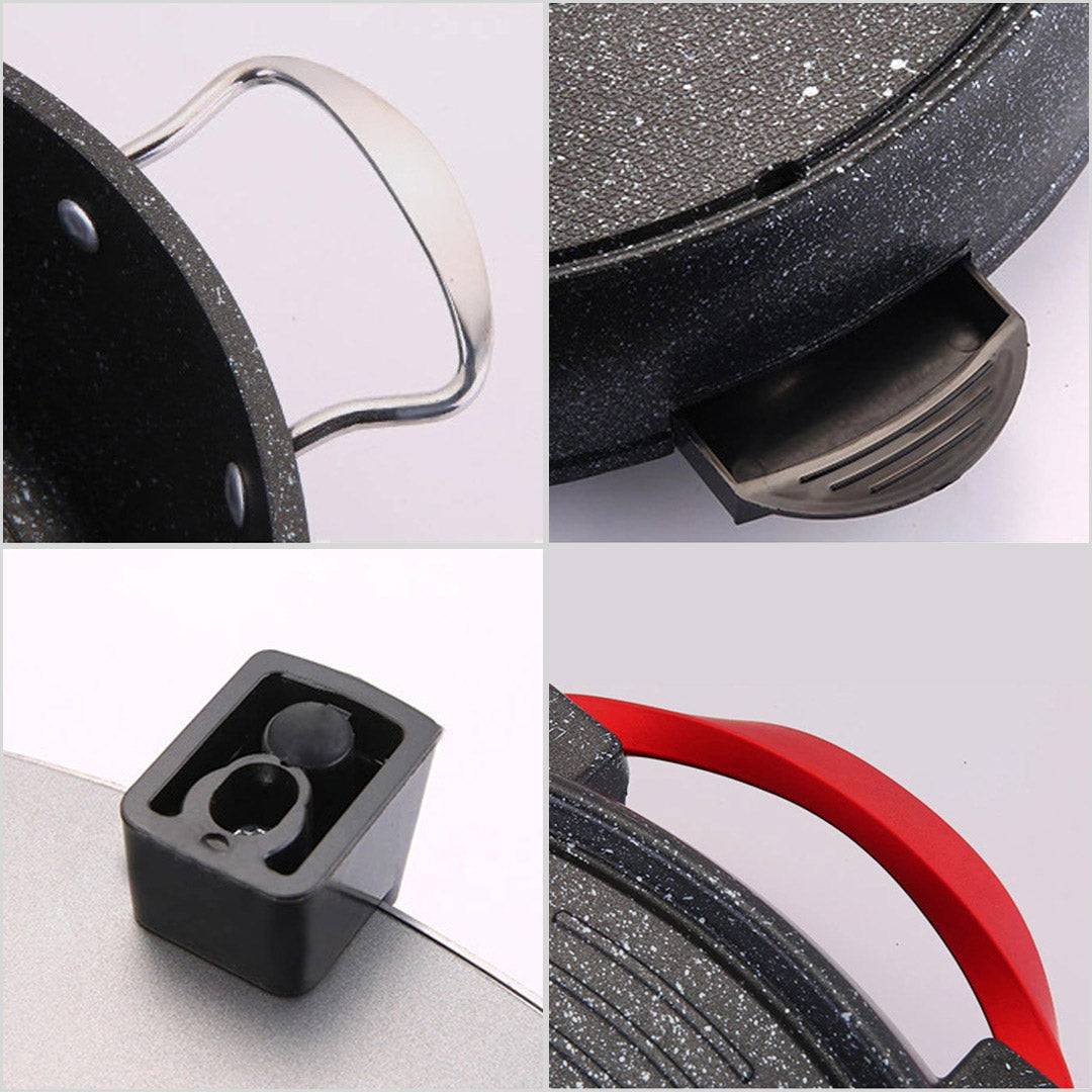 SOGA 2X 2 in 1 Electric Stone Coated Teppanyaki Grill Plate Steamboat Hotpot - Cafe Supply