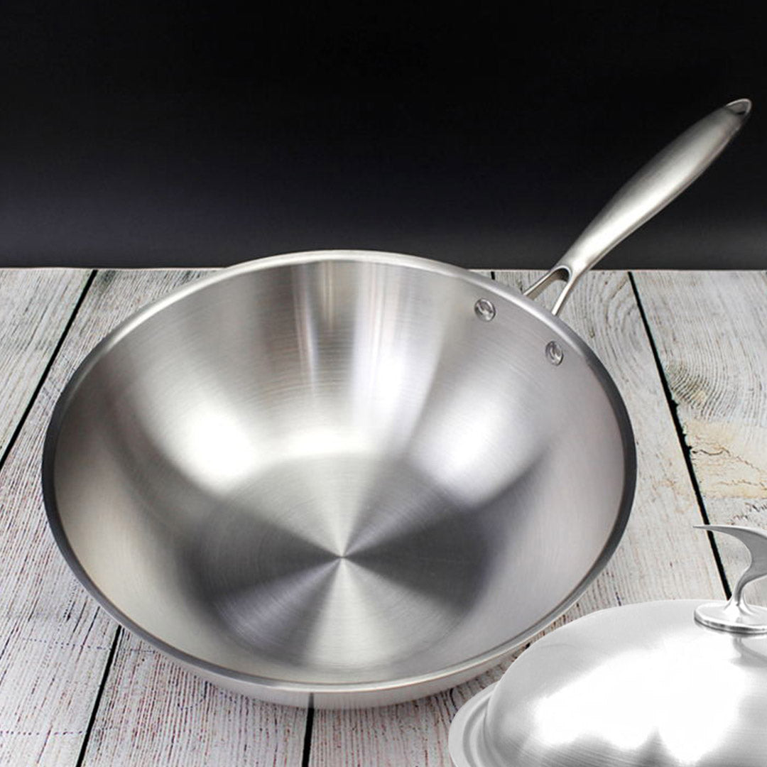 SOGA 2X 18/10 Stainless Steel Fry Pan 32cm Frying Pan Top Grade Cooking Skillet with Lid - Cafe Supply
