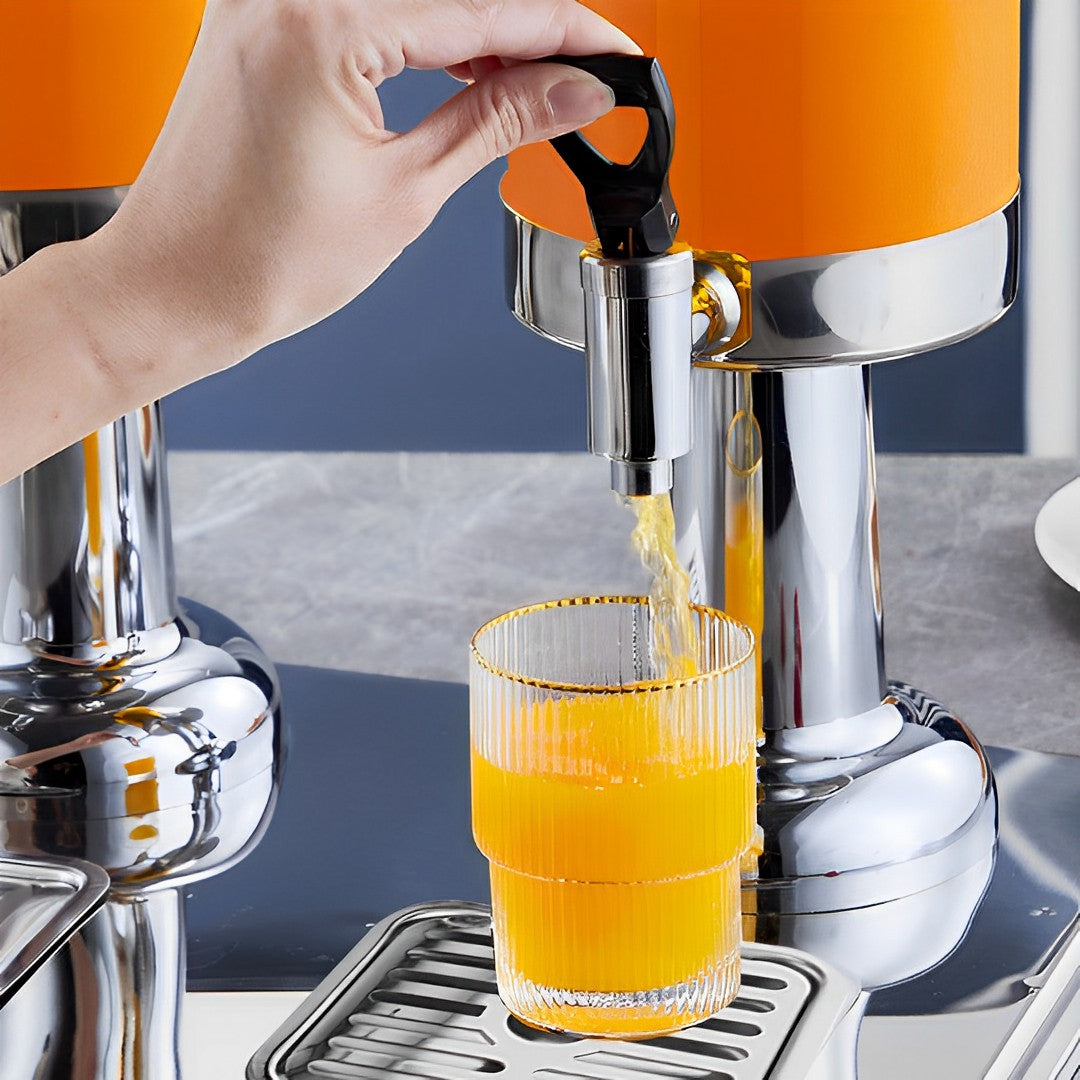 SOGA 6L Dual Silver Stainless Steel Beverage Dispenser Ice Cylinder Clear Juicer Hot Cold Water Jug - Cafe Supply