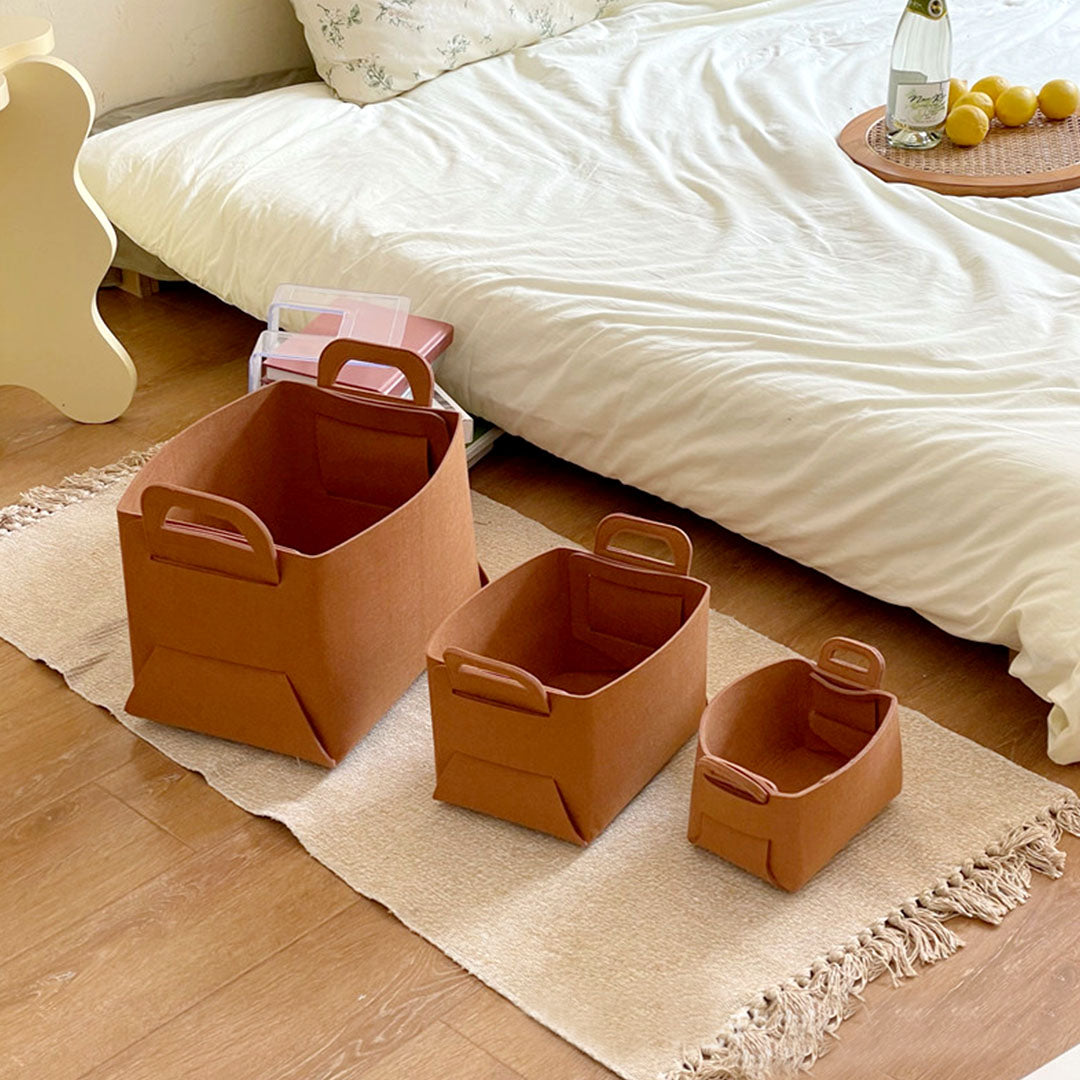 SOGA Large Coffee Foldable Felt Storage Portable Collapsible Bag Home Office Foldable Organiser with Carry Handles - Cafe Supply