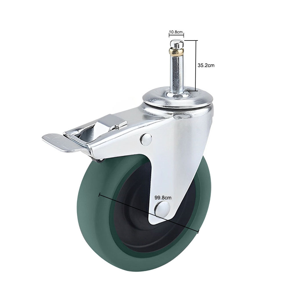 SOGA 2X 4" Heavy Duty Polyurethane Swivel Castor Brake Wheels - Cafe Supply