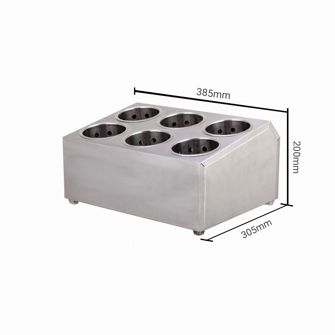 SOGA 18/10 Stainless Steel Commercial Conical Utensils Cutlery Holder with 6 Holes - Cafe Supply
