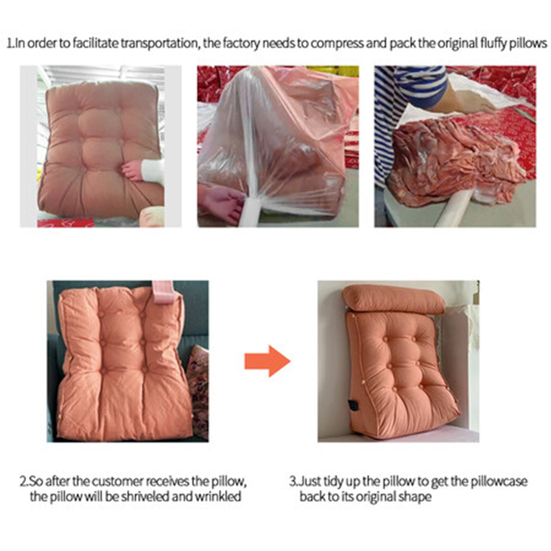 SOGA 45cm Peach Triangular Wedge Lumbar Pillow Headboard Backrest Sofa Bed Cushion Home Decor - Cafe Supply