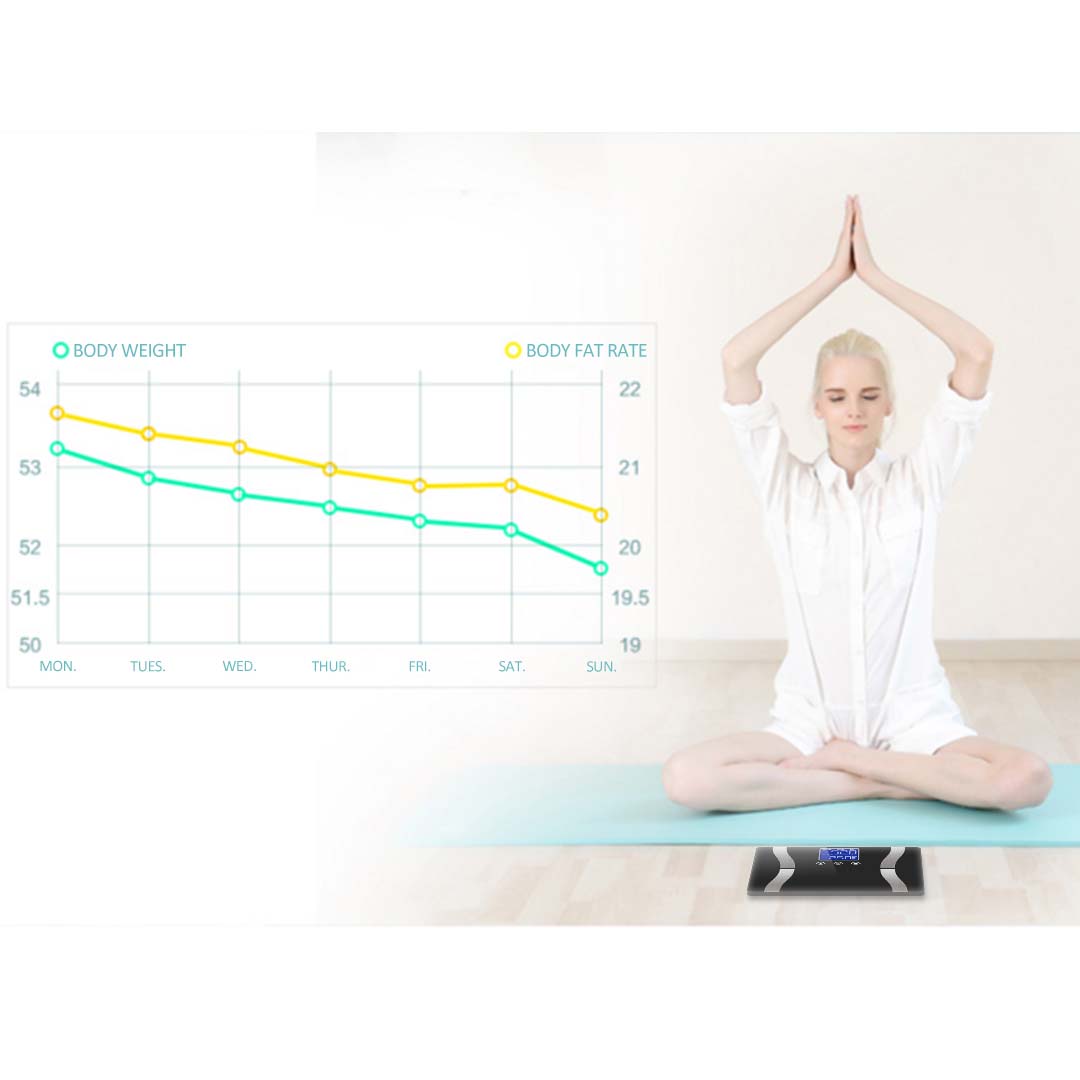 SOGA Glass LCD Digital Body Fat Scale Bathroom Electronic Gym Water Weighing Scales Black - Cafe Supply