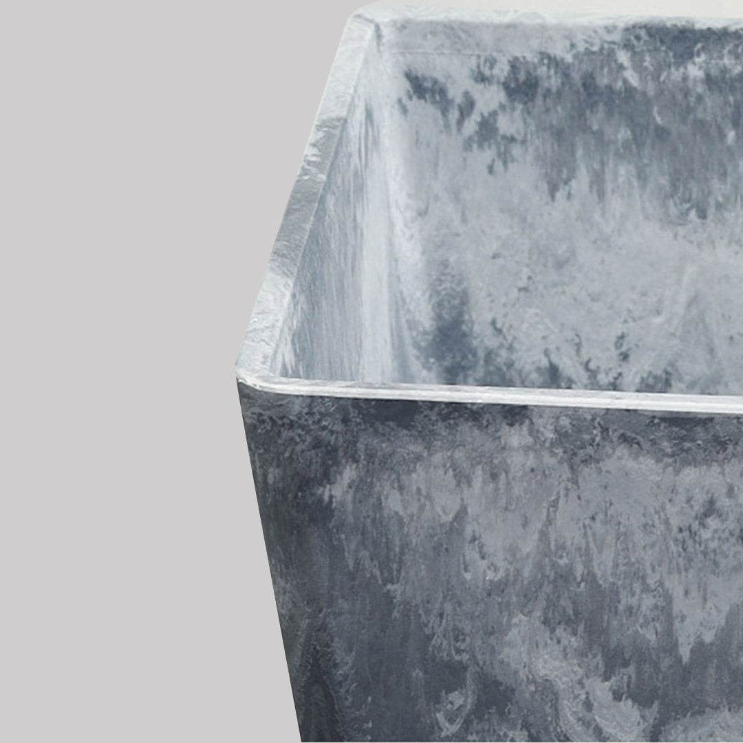 SOGA 2X 27cm Weathered Grey Square Resin Plant Flower Pot in Cement Pattern Planter Cachepot for Indoor Home Office - Cafe Supply