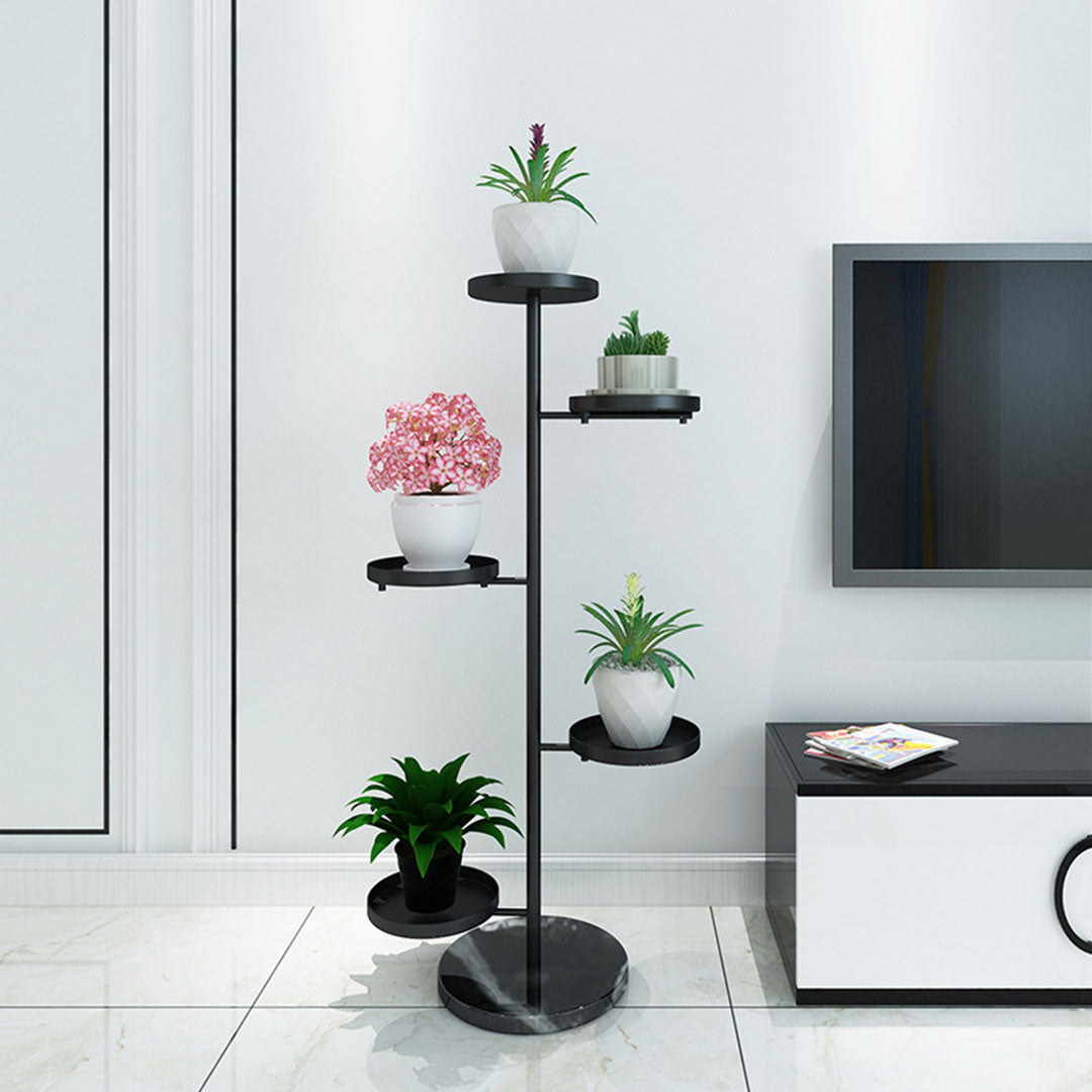 SOGA 2X 3 Tier Black Round Plant Stand Flowerpot Tray Display Living Room Balcony Metal Decorative Shelf - Cafe Supply