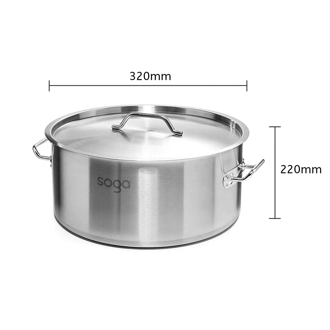 SOGA Dual Burners Cooktop Stove, 17L Stainless Steel Stockpot 28cm and 30cm Induction Casserole - Cafe Supply