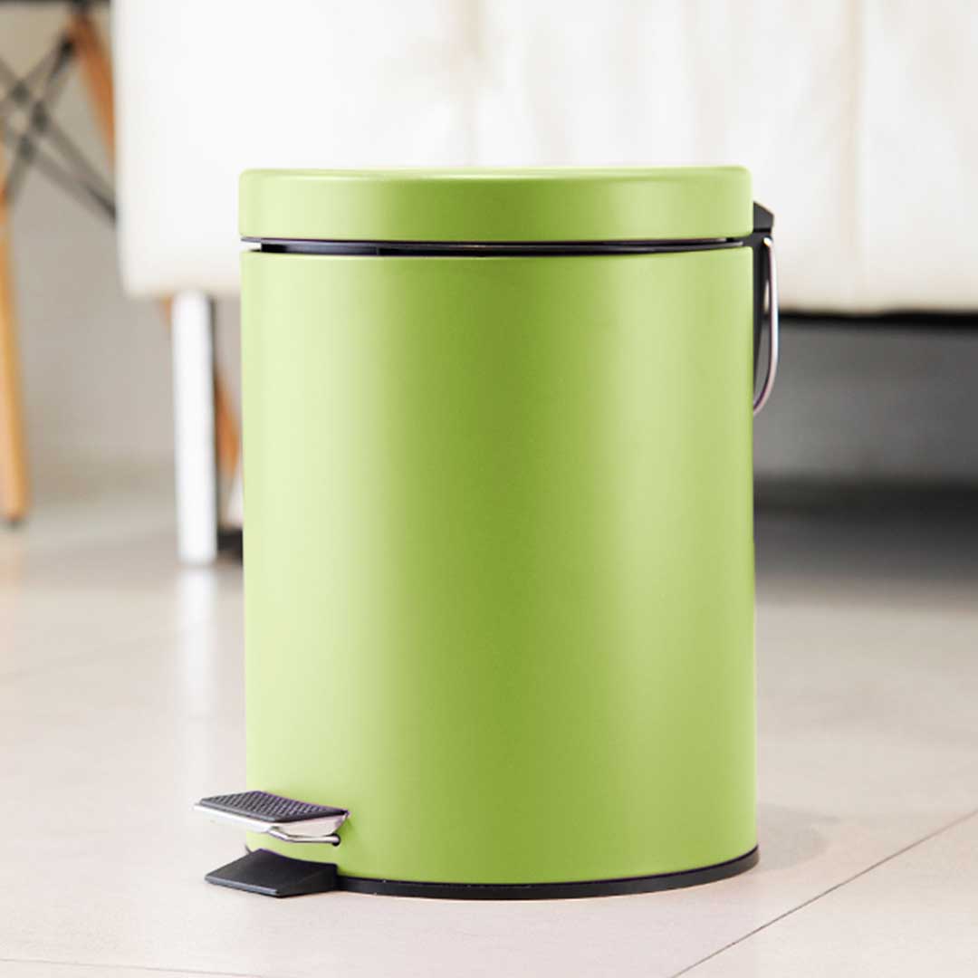SOGA 2X 7L Foot Pedal Stainless Steel Rubbish Recycling Garbage Waste Trash Bin Round Green - Cafe Supply