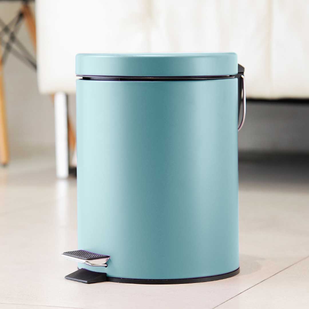SOGA 2X 7L Foot Pedal Stainless Steel Rubbish Recycling Garbage Waste Trash Bin Round Blue - Cafe Supply