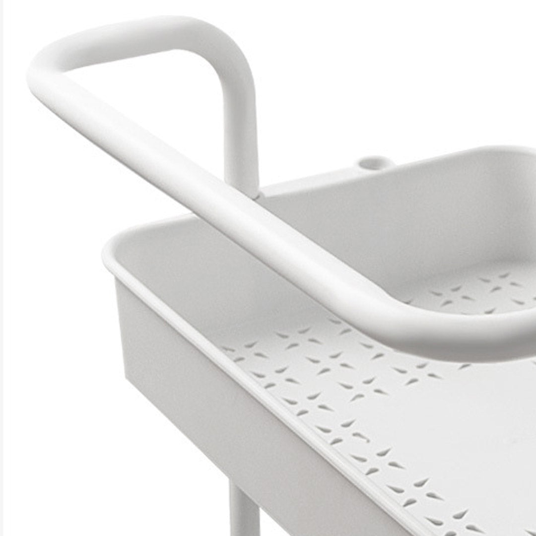 SOGA 3 Tier Steel White Movable Kitchen Cart Multi-Functional Shelves Portable Storage Organizer with Wheels - Cafe Supply