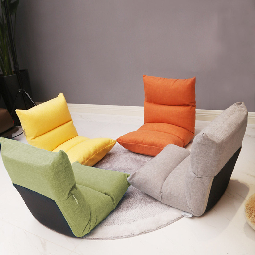 SOGA Lounge Floor Recliner Adjustable Lazy Sofa Bed Folding Game Chair Yellow Green - Cafe Supply