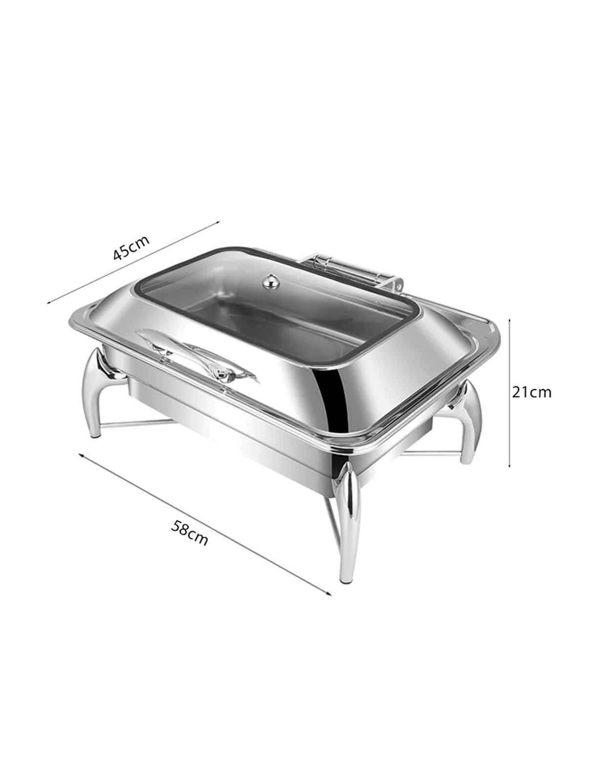 SOGA Stainless Steel Rectangular Chafing Dish Tray Buffet Cater Food Warmer Chafer with Top Lid - Cafe Supply