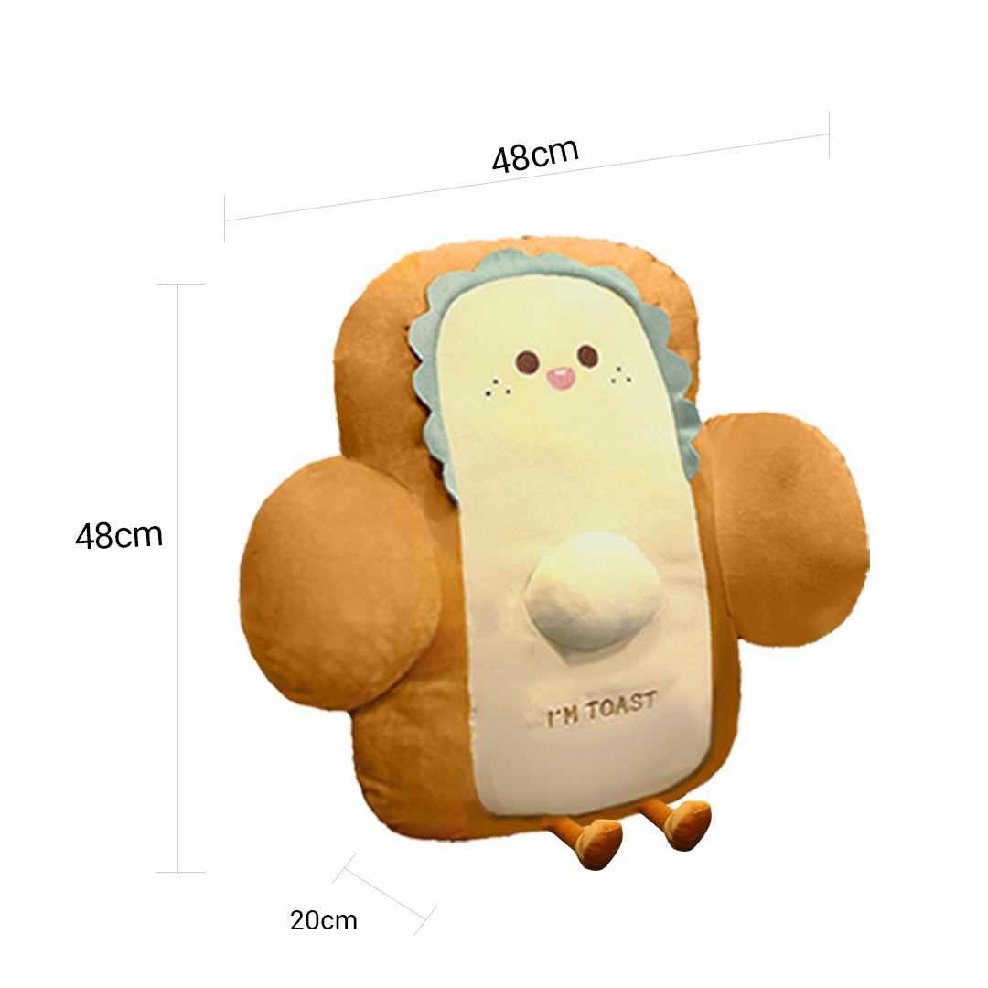 SOGA 48cm Smiley Face Toast Bread Cushion Stuffed Car Seat Plush Cartoon Back Support Pillow Home Decor - Cafe Supply