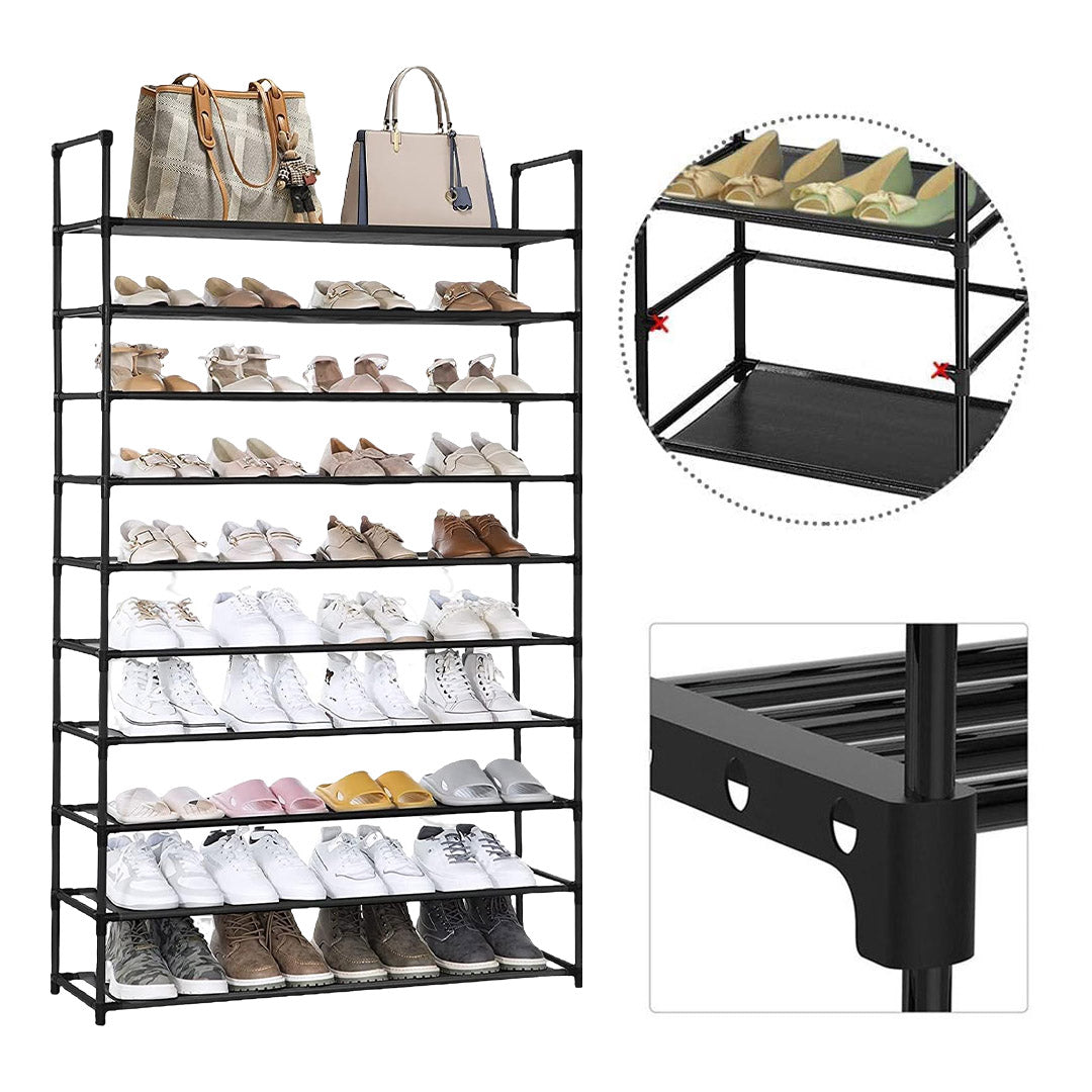 SOGA 10 Tier Shoe Storage Shelf Space-Saving Caddy Rack Organiser with Handle - Cafe Supply