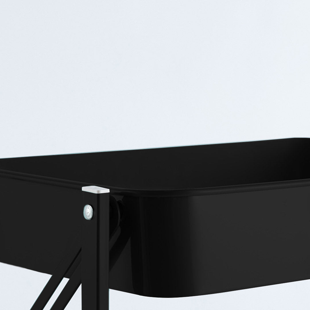 SOGA 3 Tier Steel Black Foldable Kitchen Cart Multi-Functional Shelves Portable Storage Organizer with Wheels - Cafe Supply