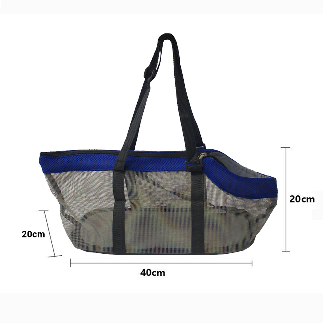 SOGA Grey Pet Carrier Bag Breathable Net Mesh Tote Pouch Dog Cat Travel Essentials - Cafe Supply