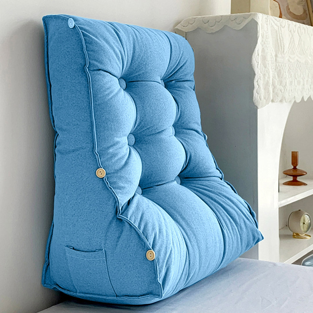SOGA 2X 45cm Blue Triangular Wedge Lumbar Pillow Headboard Backrest Sofa Bed Cushion Home Decor - Cafe Supply