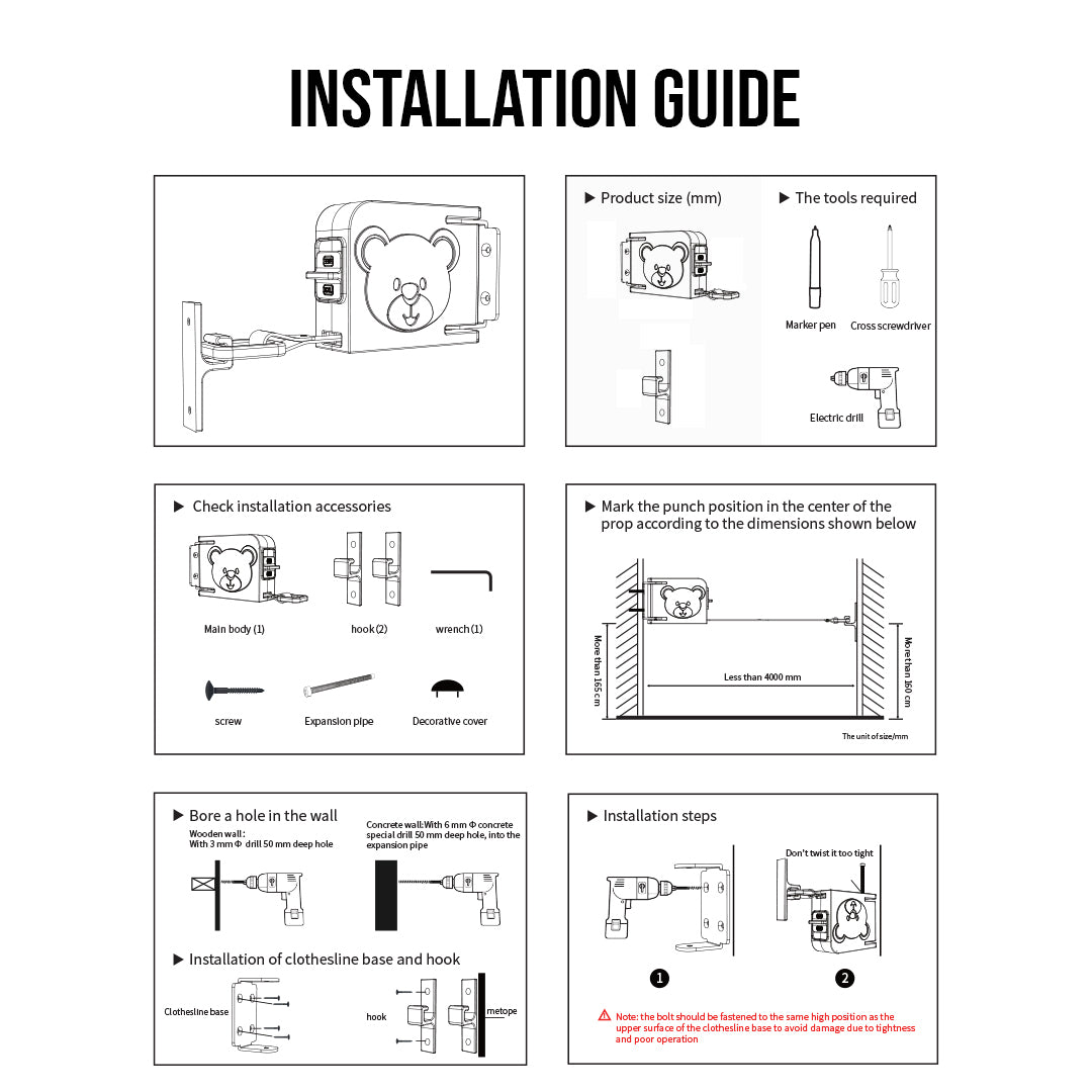 SOGA 2X 160mm Wall-Mounted Clothes Line Dry Rack Retractable Space-Saving Foldable Hanger Black - Cafe Supply