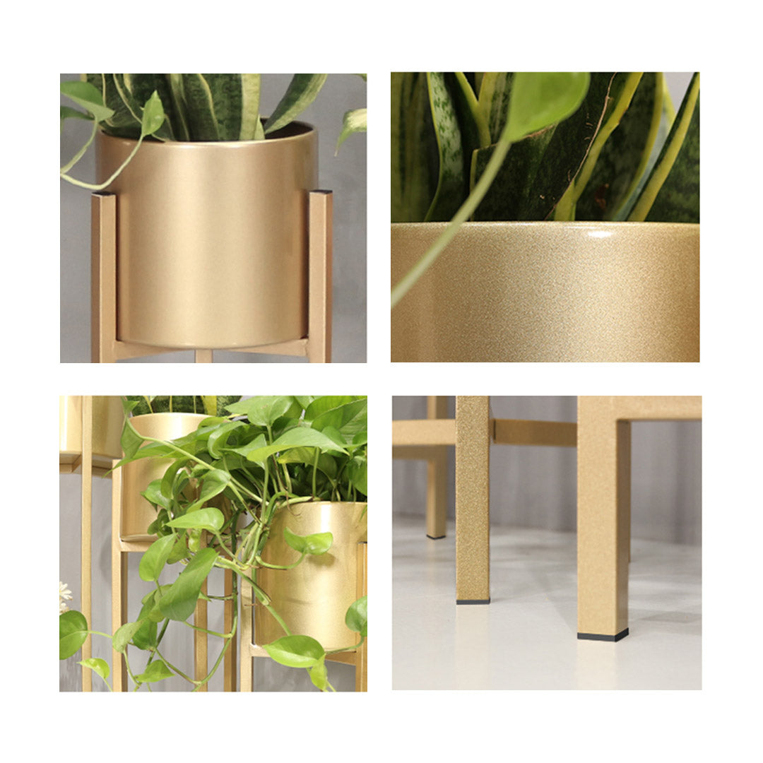 SOGA 4X 45CM Gold Metal Plant Stand with Flower Pot Holder Corner Shelving Rack Indoor Display - Cafe Supply