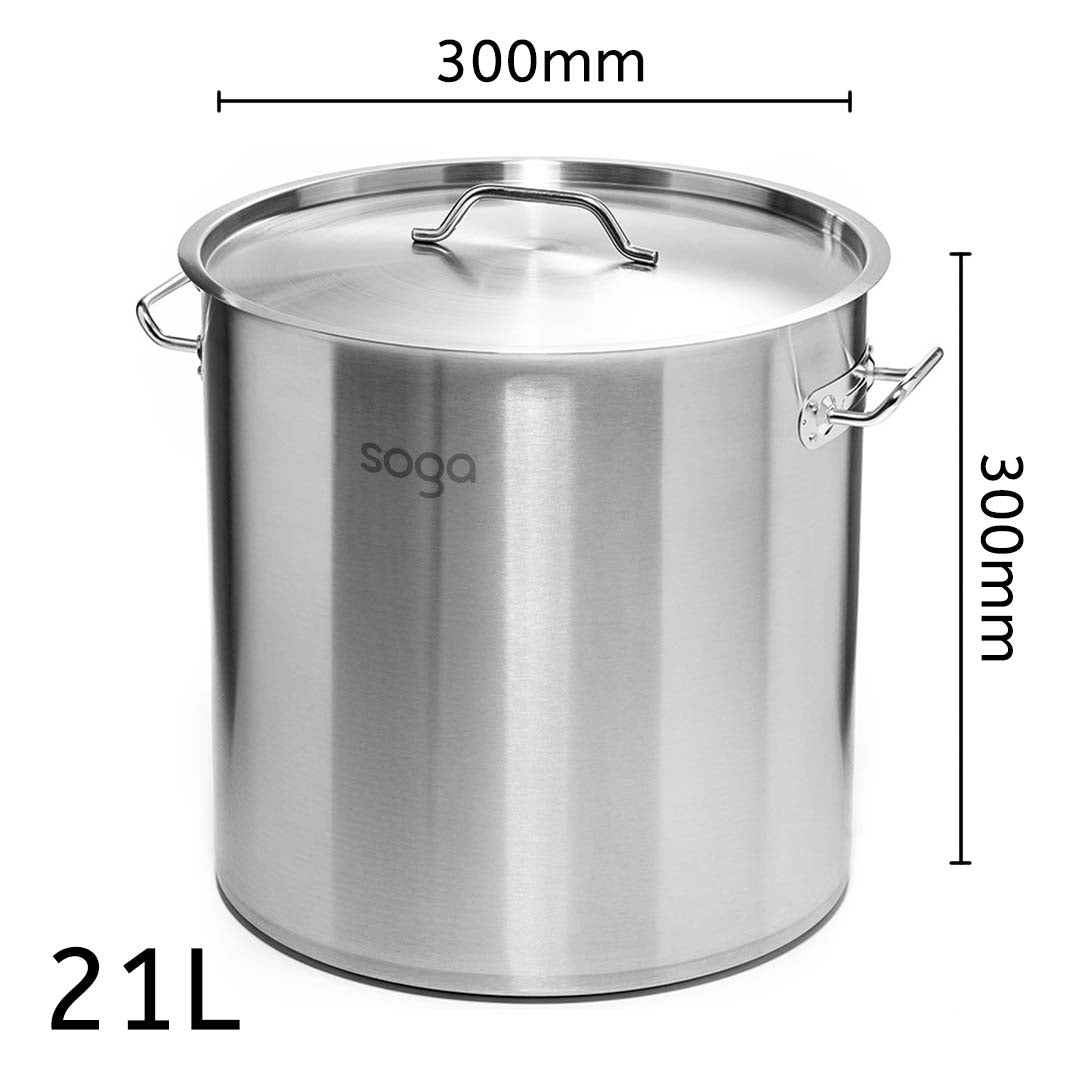 SOGA Dual Burners Cooktop Stove, 21L and 17L Stainless Steel Stockpot Top Grade Stock Pot - Cafe Supply