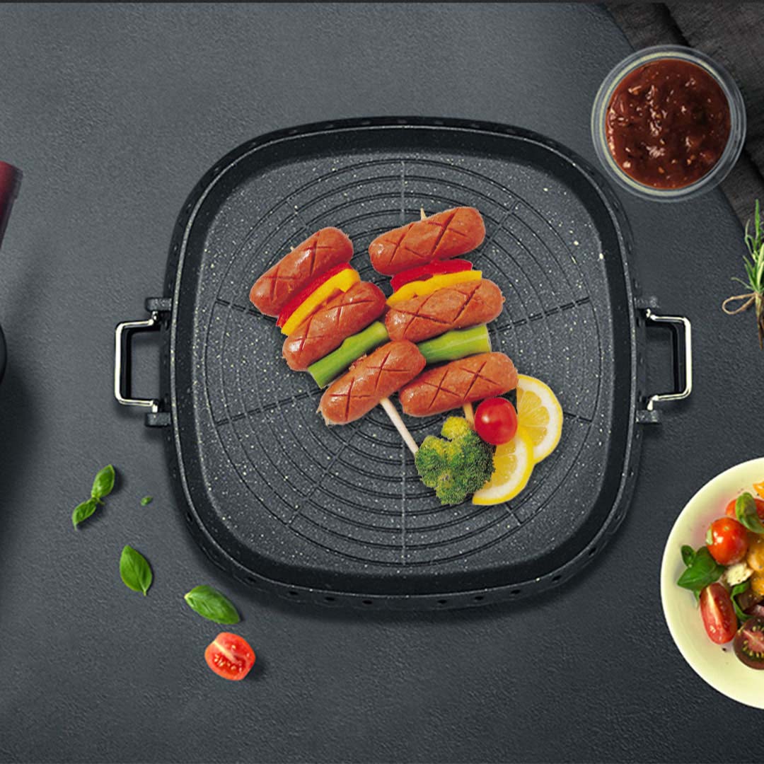 SOGA 2X Portable Korean BBQ Butane Gas Stove Stone Grill Plate Non Stick Coated Square - Cafe Supply