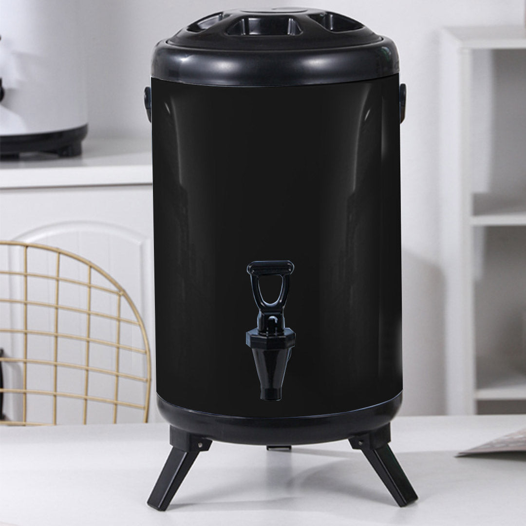 SOGA 8L Stainless Steel Insulated Milk Tea Barrel Hot and Cold Beverage Dispenser Container with Faucet Black - Cafe Supply