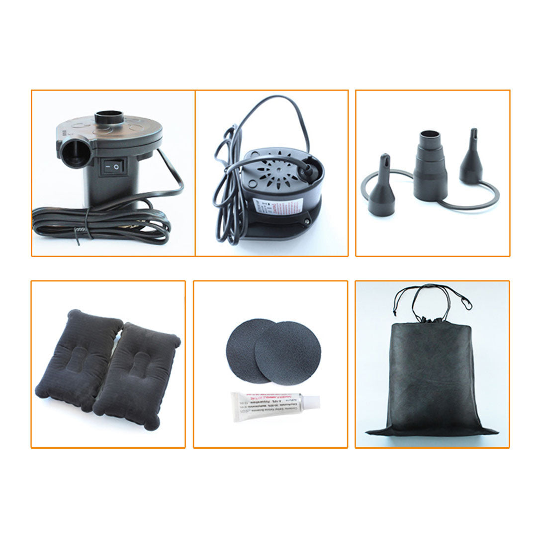 SOGA Grey Stripe Inflatable Car Mattress Portable Camping Rest Air Bed Travel Compact Sleeping Kit Essentials - Cafe Supply