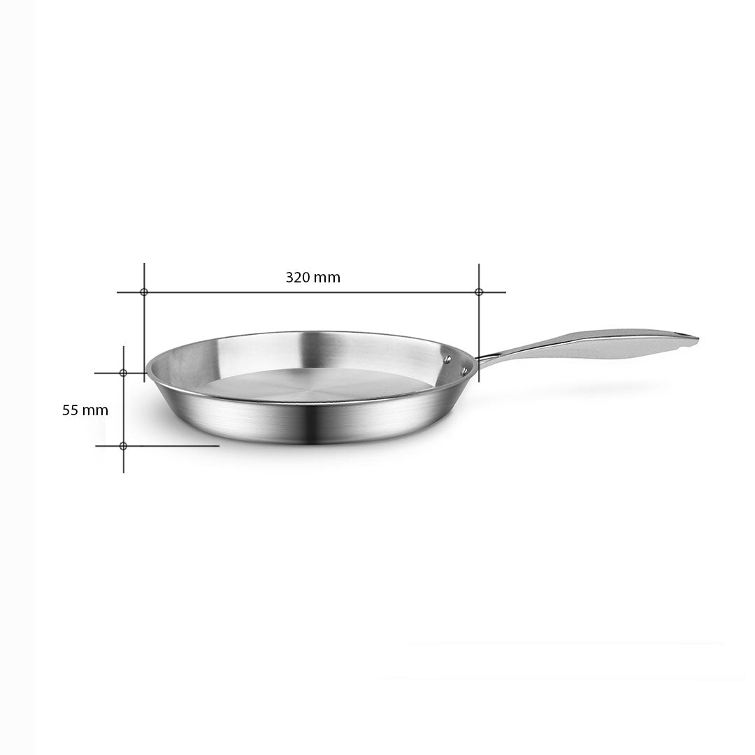 SOGA Stainless Steel Fry Pan 32cm Frying Pan Top Grade Induction Cooking FryPan - Cafe Supply