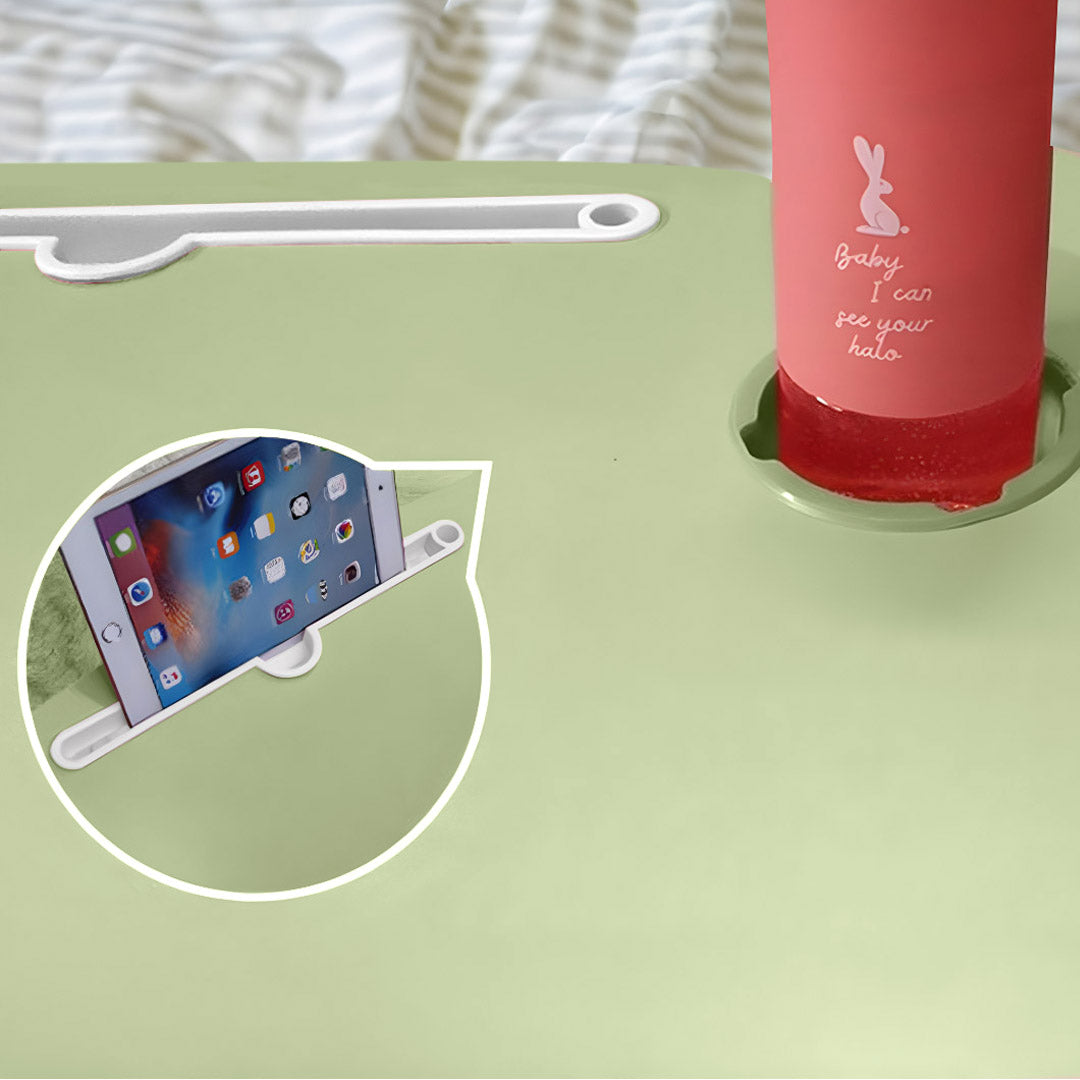 SOGA 2X Green Portable Bed Table Adjustable Folding Mini Desk With Mini Drawer and Cup-Holder Home Decor - Cafe Supply