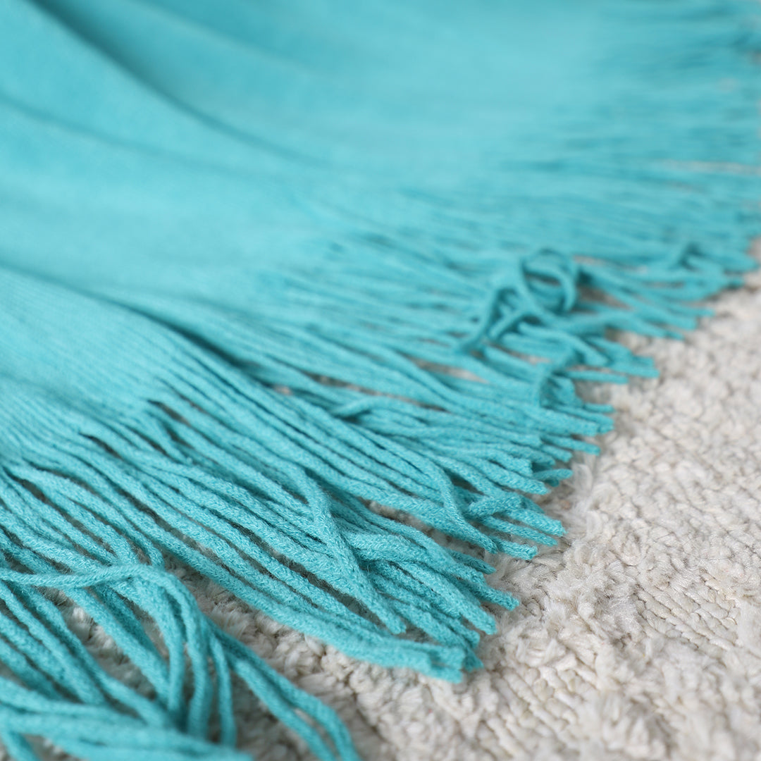 SOGA 2X Teal Acrylic Knitted Throw Blanket Solid Fringed Warm Cozy Woven Cover Couch Bed Sofa Home Decor - Cafe Supply