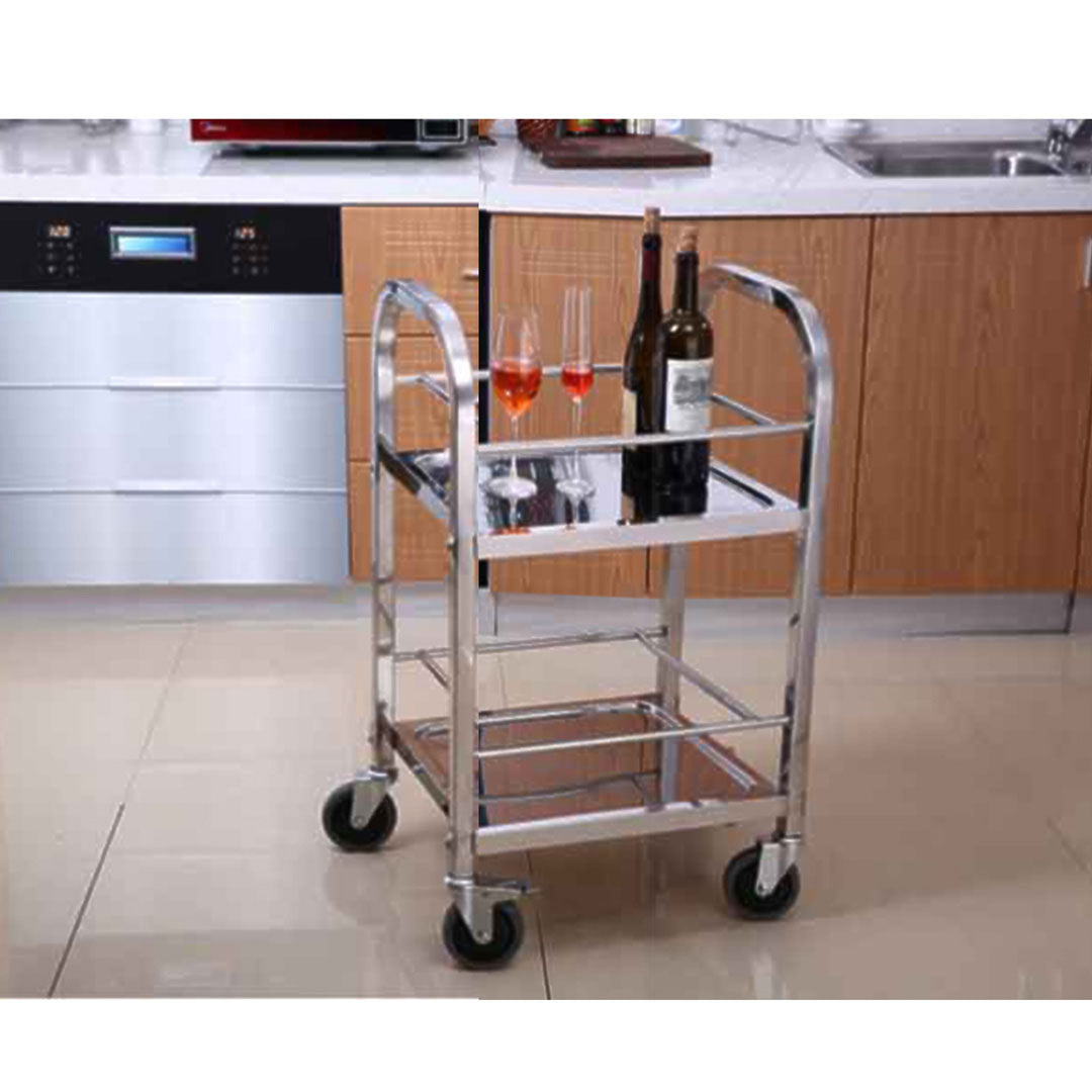 SOGA 2X 2 Tier 500x500x950 Stainless Steel Square Tube Drink Wine Food Utility Cart - Cafe Supply