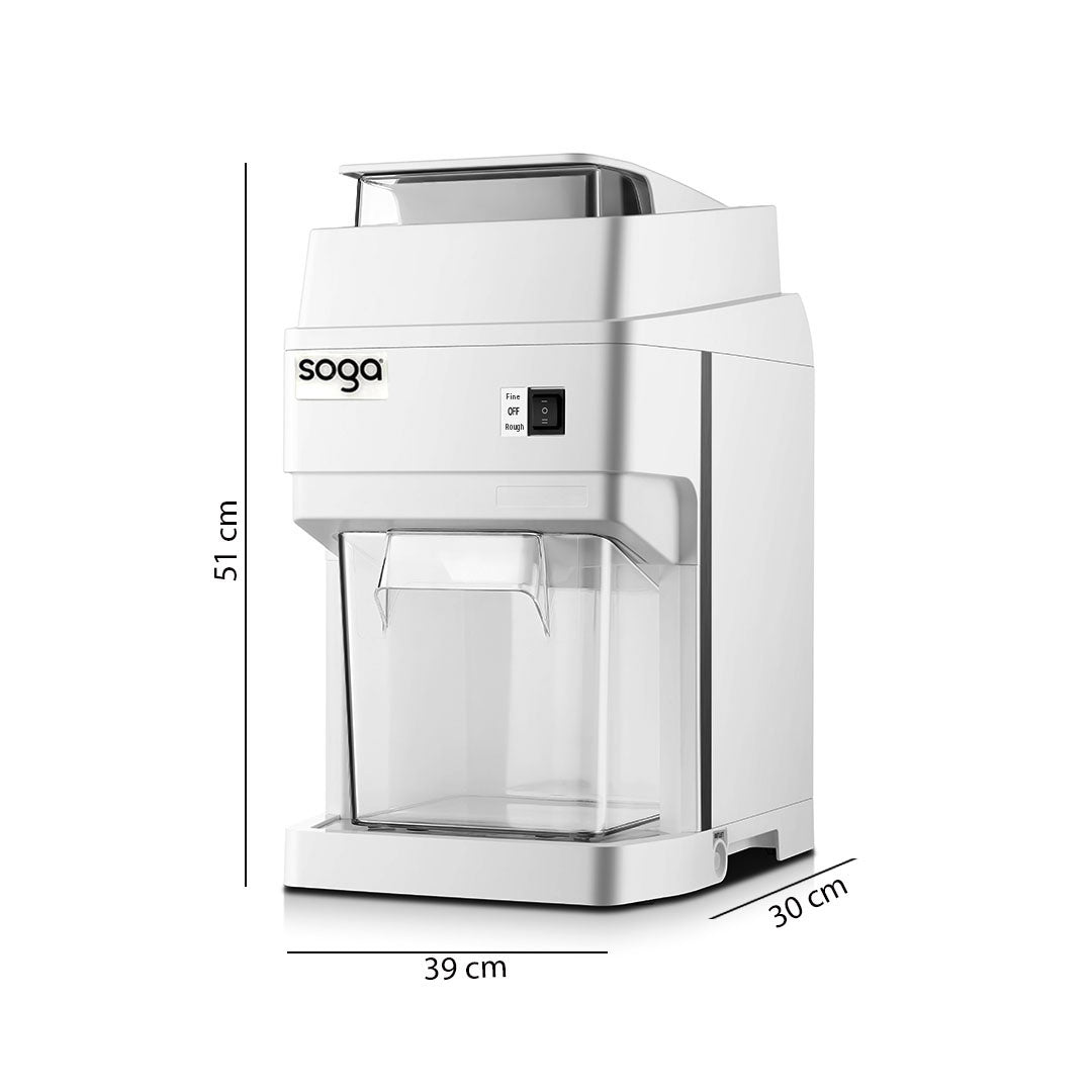SOGA 300 Watts Electric Ice Shaver Crusher Slicer Snow Cone Maker Commercial Tabletop Machine 120kgs/h White - Cafe Supply